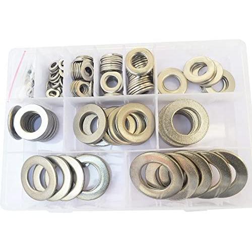 Large Flat Fender Washer Metric Plain Countersunk Gasket Ring Metal for Screw Bolt Standard Hardware M5 M6 M8 M10 M12 M14 M16 M18 M20 M22 M24 Assortment Kit Set SAE 218pcs 304 Stainless Steel M5-M24