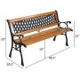 YYAO Garden Bench Outdoor Patio Bench 50'' Metal Bench Park Bench with Armrests Backrest,Hardwood Patio Furniture Bench for Porch Work Entryway Yard Lawn,Bronze & Natural