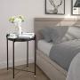 EKNITEY End Table,Folding Metal Side Table Waterproof Small Coffee Table Sofa Side Table with Removable Tray for Living Room Bedroom Balcony and Office (Black)