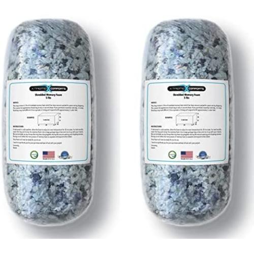 Shredded Memory Foam Fill for Bean Bags, Chairs, Pillows, Dog Beds, Cushions and Crafts. Made in The USA with 100% CertiPUR-US Certified Foam. (10 Pounds)