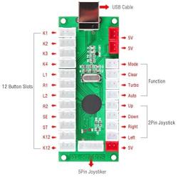 EG STARTS 1 Player LED Arcade DIY Part Kit USB Encoder to PC Gamepads Ellipse & Oval Style Bat Joystick + 5V LED Arcade Buttons for Video Games Mame Raspberry Pi Arcade1up (Chrome Mix Colors)