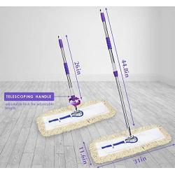 24'' Industrial Strength Cotton Dust Mop with Long Rust-Free Telescopic Handle and Metal Frame