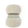 Keter Urban Knit Pouf Ottoman Set of 2 with Storage Table for Patio and Room Décor-Perfect for Balcony, Deck, and Outdoor Seating, Grey & White