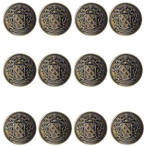 12 Piece Metal Blazer Button Set - for Blazer, Suits, Sport Coat, Uniform, Jacket 25mm(Bronze)