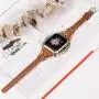 Wearlizer Leather Compatible with Apple Watch Bands 38mm 40mm for iWatch SE Womens Handmade Twist Strip Brown Strap with Bronze Rivet Rope Wristband Stylish Bracelet (Silver Clasp) Series 6 5 4 3 2 1