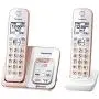 PANASONIC Expandable Cordless Phone System with Link2Cell Bluetooth, Voice Assistant, Answering Machine and Call Blocking - 2 Cordless Handsets - KX-TGD562G (Rose Gold/White) PANASONIC Expandable Cordless Phone System with Link2Cell Bluetooth, Voice Assistant, Answering Machine and Call Blocking - 2 Cordless Handsets - KX-TGD562G (Rose Gold/White)