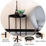 EKNITEY End Table,Folding Metal Side Table Waterproof Small Coffee Table Sofa Side Table with Removable Tray for Living Room Bedroom Balcony and Office (Black)
