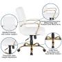 Flash Furniture Mid-Back White LeatherSoft Executive Swivel Office Chair with Gold Frame and Arms