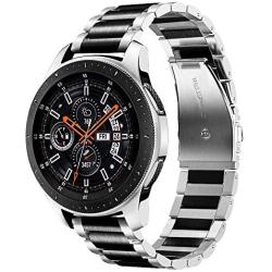 V-MORO Band Comaptible with Galaxy Watch 46mm Bands/Gear S3 Frontier Band Men 22mm Solid Stainless Steel Strap Replacement for Samsung Galaxy Watch 46mm/Gear S3 Frontier/Classic Silver/Black