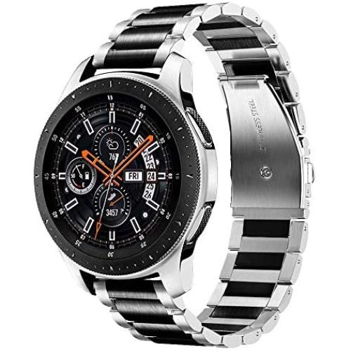 V-MORO Band Comaptible with Galaxy Watch 46mm Bands/Gear S3 Frontier Band Men 22mm Solid Stainless Steel Strap Replacement for Samsung Galaxy Watch 46mm/Gear S3 Frontier/Classic Silver/Black