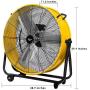 JPOWER 24 Inch High Velocity Air Movement Heavy Duty Metal Drum Fan 3 Speed Air Circulation for Industrial, Commercial, Residential, and Shop Use - ETL Safety Listed