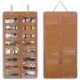 AROUY Sunglasses Organizer Storage, Hanging Dust Proof Wall Pocket Glasses Organizer - 16 Felt Slots Sunglass Organizer Holder with Metal Hook and Sturdy Rope (Brown, Dust Proof)
