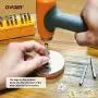 OWDEN Metal Stamps for Jewelry Making, Art Font Uppercase Letter Punch Set and Art Font Lowercase Letter Punch wtih 1 Set Number Punch Set Size:1/8'',3mm Stamps Hammer and Steel Bench Block