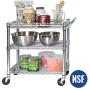 Seville Classics 3-Tier UltraDurable Commerical-Grade Heavy-Duty NSF-Certified Service Utility Storage Cart, 33.75'' W, Chrome