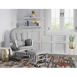 StorkCraft Hoop Glider and Ottoman Cushions, Pebble Gray w/Light Gray