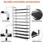 ERONE Shoe Rack Organizer , Tall Shoe Storage for Closets Non-Woven Fabric Metal Sturdy Shoe Shelf Tower Cabinet for Entryway (Black, 10 Tier)