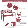 Giantex Patio Garden Bench Park Yard Outdoor Furniture Cast Iron Porch Chair (Red)