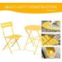 Grand patio 3pc Metal Folding Bistro Set, 2 Chairs and 1 Table, Weather-Resistant Outdoor/Indoor Conversation Set for Patio, Yard, Garden-Yellow