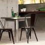 Furmax Metal Dining Chair Indoor-Outdoor Use Stackable Chic Dining Bistro Cafe Side Metal Chairs Set of 4 (Black Gold)