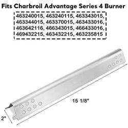 Uniflasy Grill Parts Kit for Charbroil Advantage Series 4 Burner 463240015, 463240115, 463343015, 463344015 Gas Grills, Heat Plate Shield Tent, Grill Burners Pipe, Adjustable Crossover Tubes