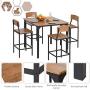 HOMCOM 5 PC Modern Counter Height Dining Set Compact Kitchen Table 4 Chairs Set with Footrest, Metal Legs, Wood