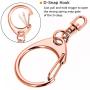 Roctee 50 Pcs Rose Gold Keychain, Spring Snap Key Ring with Chain and Jump Rings, Alloy DIY Key Chain Parts for Craft Hanging Buckle Charm Making