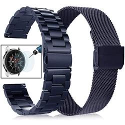 Koreda Compatible with Samsung Galaxy Watch 42mm/Galaxy Watch 3 41mm/Active 40mm/Active 2 40mm 44mm Bands Sets, 20mm Stainless Steel Metal Band + Mesh Loop Replacement Bracelet Strap for Gear Sport