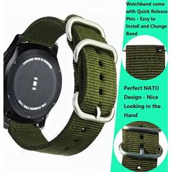 Olytop for Galaxy Watch 3 45mm / Gear S3 Band, 22mm Quick Release Woven NYLON NATO Band Soft Replacement Strap Wristband for Samsung Galaxy Watch3 45mm/Galaxy Watch 46mm, Moto 360 2 46mm SmartWatch - Army Green