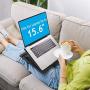 LORYERGO Laptop Lap Desk - Adjustable Laptop Stand with 8 Angles & Dual Cushions, Lap Table Fits up to 15.6 Inch Laptops, Portable Laptop Desk with Handle for Bed, Sofa or Car