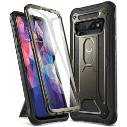 YOUMAKER Case for Galaxy S10, Kickstand Case with Built-in Screen Protector Heavy Duty Protection Shockproof Full Body Slim Fit Cover for Samsung Galaxy S10 - Gun Metal