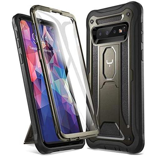 YOUMAKER Case for Galaxy S10, Kickstand Case with Built-in Screen Protector Heavy Duty Protection Shockproof Full Body Slim Fit Cover for Samsung Galaxy S10 - Gun Metal