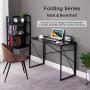 Writing Computer Desk Modern Simple Study Desk Industrial Style Folding Laptop Table for Home Office Notebook Desk Black