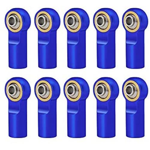 10Pcs Link Rod End Joint Aluminum M4 Metal Ball End Head Holder Tie for 1/10 RC SCX10 Cars Parts (Royal Blue)