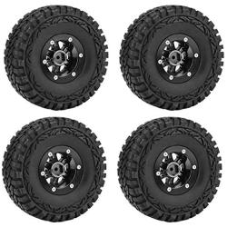 Dilwe RC Car Tires, 4 Pcs Rubber Tires Tyres Metal Hubs for 1:10 Remote Control Crawler Car Accessory Part