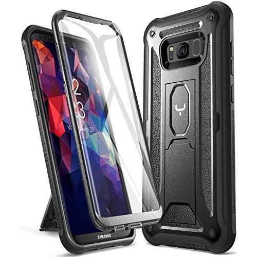 YOUMAKER Kickstand Case for Galaxy S8 Plus, Full Body with Built-in Screen Protector Heavy Duty Protection Shockproof Rugged Cover for Samsung Galaxy S8 Plus 6.2 inch - Black/Black