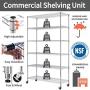 6 Tier Wire Shelving Rack,Steel Shelf 48'' W x 18'' D x 82'' H Adjustable Storage System with Casters/Wheels and Feet Levelers,Garage Shelving Unit, Storage Shelving Rack,Kitchen/Office Rack (Chrome) 6 Tier Wire Shelving Rack,Steel Shelf 48'' W x 18'' D x 82'' H Adjustable Storage System with Casters/Wheels and Feet Levelers,Garage Shelving Unit, Storage Shelving Rack,Kitchen/Office Rack (Chrome)