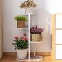 Metal 4 Tier 5 Potted Plant Stand Multiple Flower Pot Holder Shelves Planter Rack Storage Organizer Display for Indoor Garden Balcony, Overall Size: 33×17.5 Inch
