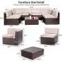 U-MAX 7 Piece Outdoor Patio Furniture Set, PE Rattan Wicker Sofa Set, Outdoor Sectional Furniture Chair Set with Cushions and Tea Table, Brown U-MAX 7 Piece Outdoor Patio Furniture Set, PE Rattan Wicker Sofa Set, Outdoor Sectional Furniture Chair Set with Cushions and Tea Table, Brown