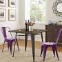 Furmax Metal Dining Chair Indoor-Outdoor Use Stackable Classic Trattoria Chair Chic Dining Bistro Cafe Side Metal Chairs Set of 4 (Purple)