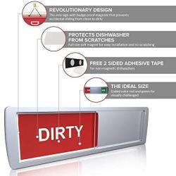 Premium Clean Dirty Dishwasher Magnet - Dishwasher Management Made Easy - 100% Metal and Acrylic, Easy-to-Read Labels, Magnetized Slider - Dishwasher Magnet Clean Dirty - Silver
