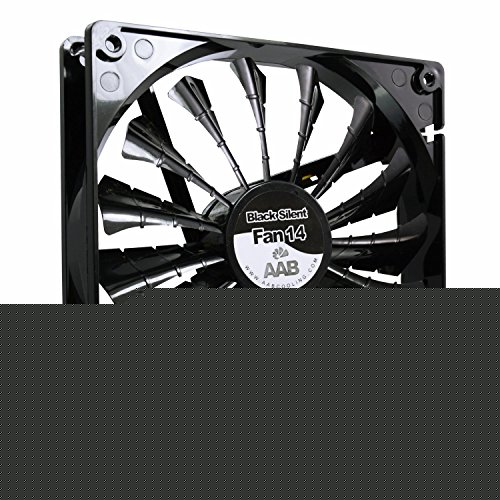 AAB Cooling Black Silent Fan 14 - Silent and Efficient 140mm Fan with 4 Anti-Vibration Pads, Computer Fan, Quiet Fan, 12V, Air Cooler Fan, PC Case Fan
