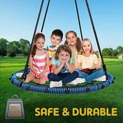 Trekassy 750lbs Spider Web Tree Swing 45 inch for Kids Adults with Swivel, 2pcs 10ft Tree Hanging Straps, Steel Frame and Adjustable Ropes