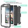 Tinysaturn Galaxy Luna Case, Galaxy Amp 2 Case, Galaxy Express 3 Case,J1 2016 Case, (TM) [Yvenus Series] [Black] Shock Absorbing Holster Belt Clip [Built-in Screen] Cover for Samsung Galaxy J1 2016