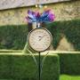Exhart Solar Spinning Purple Lotus Flowers w/Solar Powered Thermometer LED Lights Garden Stake - Flower Stake Decorative Yard Décor – Durable, Metal & Plastic Stake for Outdoor Décor, 8.5”x8.5”x38”