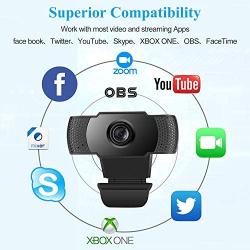 Webcam, Webcam with Microphone, USB Webcam with 3D Denoising and Automatic Gain, 1080p Webcam for Video Calling, Online Classes &Video Conference