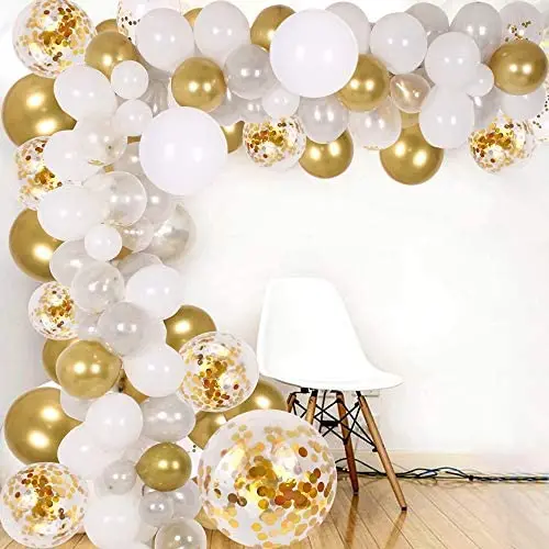 DIY Balloon Arch & Garland kit,138Pcs Party Balloons Decoration Set, Gold Confetti & Silver & White & Transparent Balloons for Bridal & Baby Shower, Wedding, Birthday, Graduation, Anniversary Party DIY Balloon Arch & Garland kit,138Pcs Party Balloons Decoration Set, Gold Confetti & Silver & White & Transparent Balloons for Bridal & Baby Shower, Wedding, Birthday, Graduation, Anniversary Party