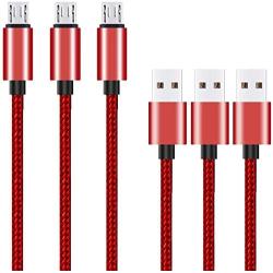 Micro USB Cable 10ft 3Pack by Ailun High Speed 2.0 USB A Male to Micro USB Sync Charging Nylon Braided Cable for Android Phone Charger Cable Tablets Wall and Car Charger Connection Red