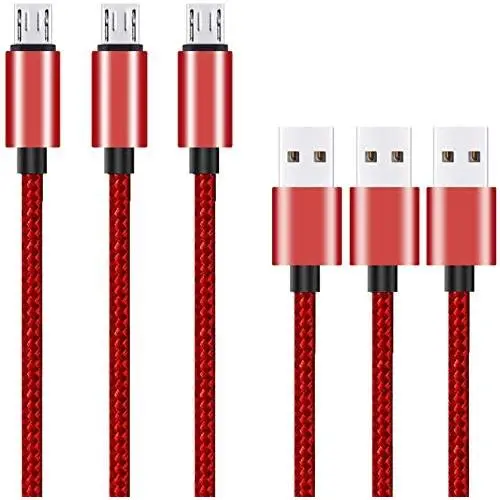Micro USB Cable 10ft 3Pack by Ailun High Speed 2.0 USB A Male to Micro USB Sync Charging Nylon Braided Cable for Android Phone Charger Cable Tablets Wall and Car Charger Connection Red Micro USB Cable 10ft 3Pack by Ailun High Speed 2.0 USB A Male to Micro USB Sync Charging Nylon Braided Cable for Android Phone Charger Cable Tablets Wall and Car Charger Connection Red