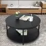 NSdirect Round Coffee Table, 36 inch Rustic Wooden Surface Top & Sturdy Metal Legs Industrial Sofa Table for Living Room Modern Design Home Furniture with Storage Open Shelf (Black) NSdirect Round Coffee Table, 36 inch Rustic Wooden Surface Top & Sturdy Metal Legs Industrial Sofa Table for Living Room Modern Design Home Furniture with Storage Open Shelf (Black)