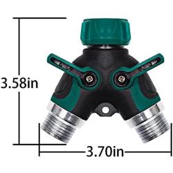 NEX 2 Way Y Hose Connector, Garden Faucet Splitter Metal Body with Comfortable Smooth Rubberized Grip